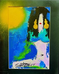 FRAMED COLORFUL sexy LADY ABSTRACT PAINTING POP ART Original SWARTZMILLER DNA
