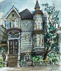 Original 1950s HAIGHT ASHBURY Street San Francisco CaLiFoRnia Painting LISTED!