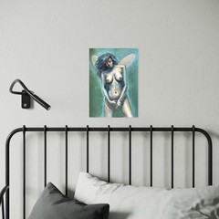 Original Female Nude Painting A4 | Oil Pastel Acrylic | Contemporary Art