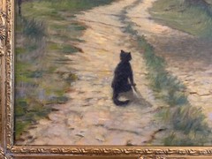 Cat On Country Road, Original Oil Painting, Texas Landscape Art, USA, Rhome