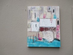 Acrylic picture city 2 Venice Italy 50x40x3cm studio Düsseldorf mixed media painting