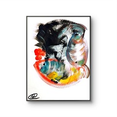 Original art 14X11 Fish Abstract Mixed Media Colorful ModernArt Acrylic Painting