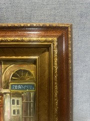 Vintage Mid-Century Paris Street Scene Oil Painting – Ornate Gold Wood Frame