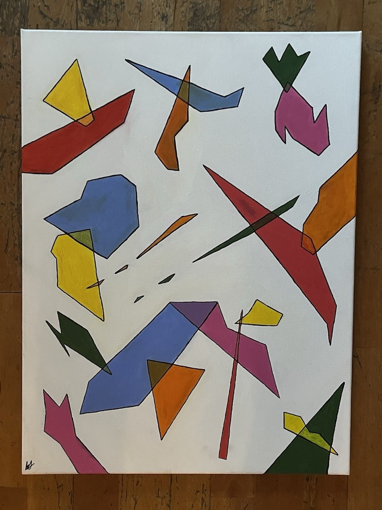 Abstract Wall Art Print On Canvas | Acrylic Paint | 45x60cm