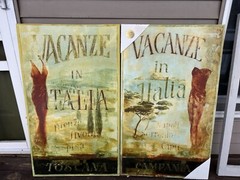 2 RARE Fabrice de Villeneuve “Vacanze In Italia I” Canvas 39”x23 1/2” NEW