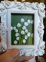 Lily Of The Valley,flowers,original miniature Painting,small,mini,framed