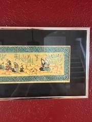 Persian Court Scene Framed VGC 20″ x 9″