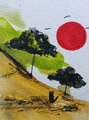 Aceo Mixed Media Art Card Abstract