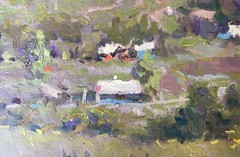 Oil painting Village Ukrainian painter Canvas Unframed Decor original landscape