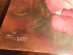 Pink Rose Original Oil Painting Signed Theresa Ware ’84