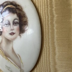 Jayne Collinge Signed Hand Painted Porcelain Portrait Lady Woman Framed & Matted