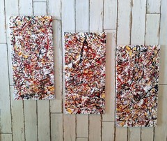 Original Abstract Action Painting jackson pollock style Set Of Three 12×24