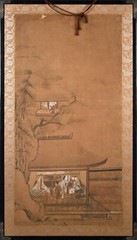 Two Edo Period Watercolor Panels. „Obtaining Raw Silk from the Silkworm“
