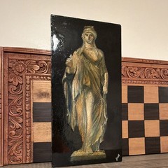 Modern Painting Draped Female Figure Woman on Black Background Unframed