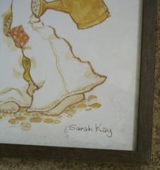 Sarah Kay Print Reproduction 3-BILDER Together Figures Children Antique Sign