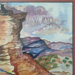 Mary Lou Ray Greer Original Watercolor Painting Southwest Desert Canyon Framed