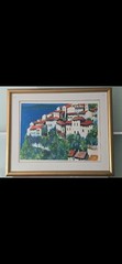 Bill Olendorf „Eze“ French Riviera Village Signed AP 15/25 Framed Lithograph