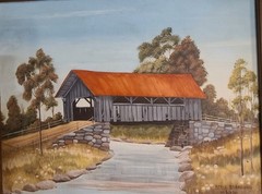 Unique Original Oil Painting Covered Bridge Title „Still Standing “ By M. Bale