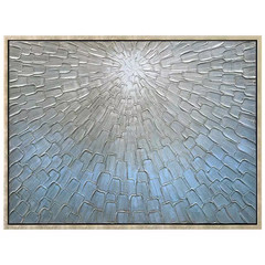 Ethereal Light Textured Metallic Hand Painted Blue Framed Canvas Wall Art, 30 In