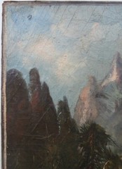 1860s Artist SIGNED „FB“ 19th C. PAINTING Frederick Butman ROCKY MOUNTAIN SCHOOL