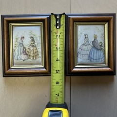 2 Hand Painted Silk C.P Productions Ireland Small Picture & Wood Frame