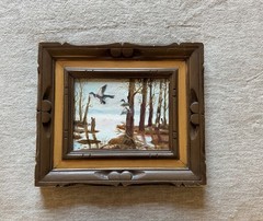 Vintage Signed Oil Painting, Landscape in Carved Wood Frame
