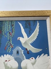 Ralph Hulett Painting Mission Doves California Listed Artist Mid Century 1950’s