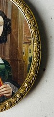 Antique 19th Century European Oval Miniature Portrait Painting of A Young Lady