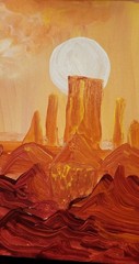Utah Desert Sunset Acrylic Painting 11×14 Red Rock Landscape