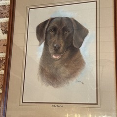 Original Fine Art Charcoal Painting Pet Dog Portrait Artist Signed