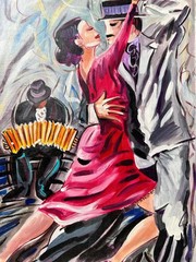 Figurative Oil on Canvas Painting Titled “ Pasion Tanguera “ Hand Signed Dated 2