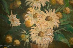 Charming Mid Century Impressionist Oil Painting of White Daisies Walter Baldwin