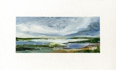 6×10 Original Oil Seascape Painting Marsh Lowcountry Clouds Coastal Art Signed