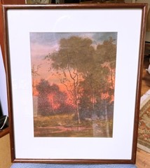 RICHARD KRUGER LANDSCAPE WATERCOLOR FRAMED AND MATTED 17″ X 20-1/2″ EXCELLENT