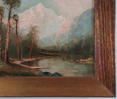 Antique Original D.A Fisher Oil Painting White Mountain Riverside Listed Artist