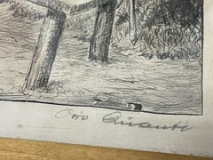 Original RADIERUNG OTTO QUANTE 1875-1947 Sketch Etching Drawing Framed Signed
