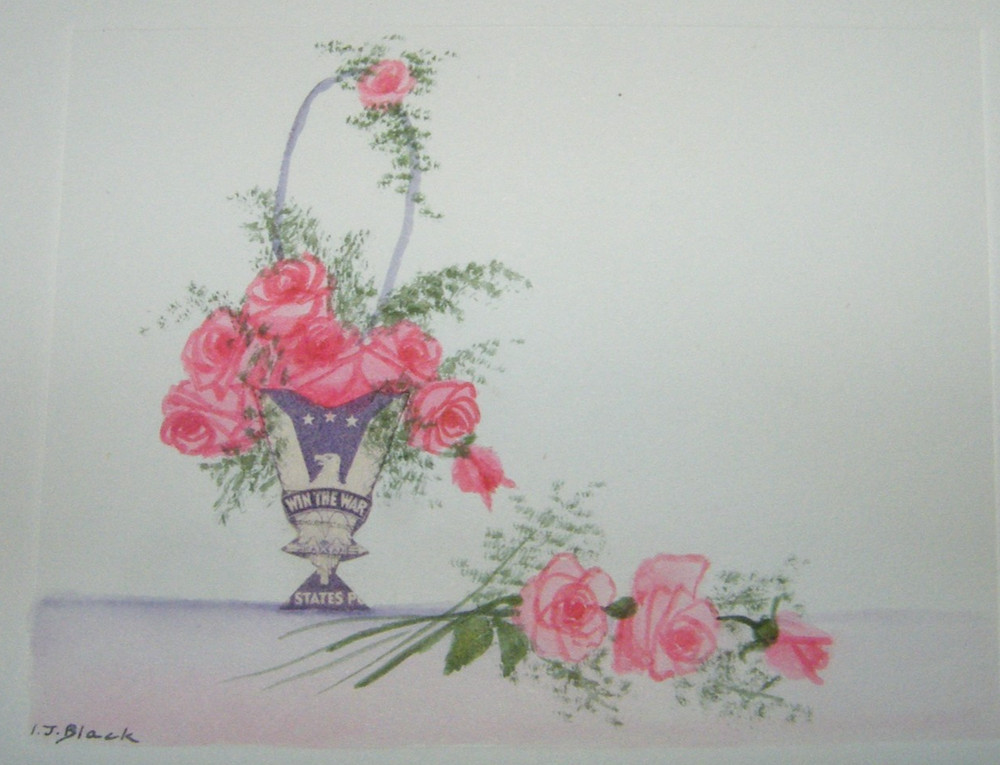 Vtg Mini 5″ Watercolor Still Life Painting Postage Stamp Collage Signed Folk Art