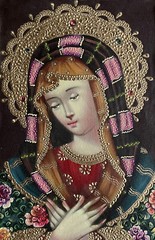 Virgin Mary Original Painting Oil on Canvas Cusco School 7 3/8 x 11 1/4