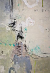 Ursula Brenner, „Beige Abstract“, Oil on canvas, Framed