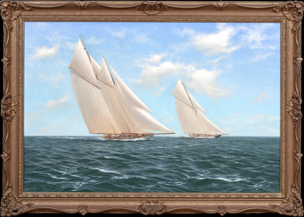 Large 1894 Yacht Solent Race Britannia and Vigilant – by STEPHEN J RENARD