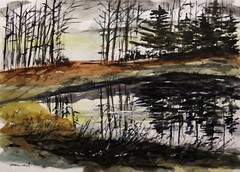 ORIGINAL MOON WATERCOLOR Painting John Williams art Impressionism JMW artist