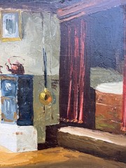 Osvald Rasmussen 1885-1972 Oil Painting Framed Bauernstube Sunlight
