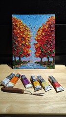 SergeM Autumn Etude original oil painting landscape 14″x11″ canvas panel