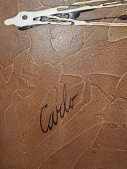 MCM 48″X 35″ CARLO OF HOLLYWOOD Abstract On Wood With „Floating Box“ Framing