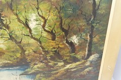Original Oil Painting Canvas Framed Signed D’Ausf Impressionist Landscape Water