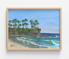 Laguna Beach Palms at Crescent Bay , California Coast ,Seascape acrylic 8×10