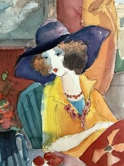 Itzchak Tarkay Original Watercolor Painting – Framed & Matted – COA – Stunning