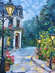 Original Oil Painting on Canvas Board, Summer Evening By Tünde Papp