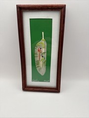 Coasta Rica Painted Feather Art 9 1/2 X 4 3/4