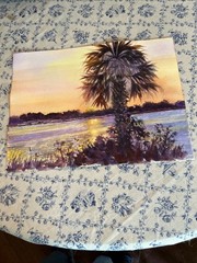 Florida Waterway Impressionistic Watercolor By Virginia Chen (unsigned) (443)
